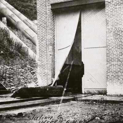 Cazadero Dam Station "G" Exterior After Explosion - 1908 West End