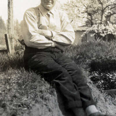 Joe Miller sitting.: Copyright: None; Origsize: 3" x 5"; Origformat: Print-Photographic