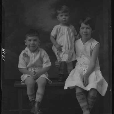 Photograph of Three Children for J.E. Moreland - November 1929 - Negative