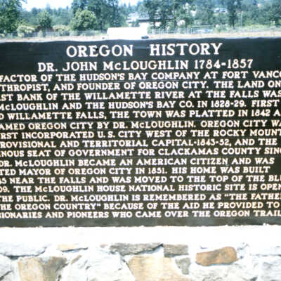 Oregon History, Dr. John McLoughlin, 1784-1857.