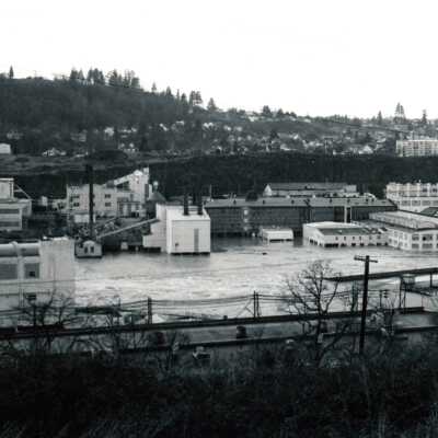 1964 Flood - Willamette River and Oregon City viewed from West Linn