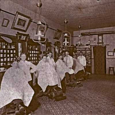 OK Barber Shop, 1910: Copyright: None; Origsize: 4" 6"; Origformat: Print-Photographic