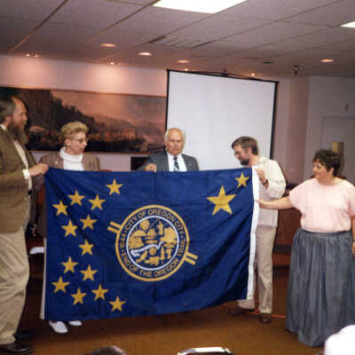 Teacher exchange program, Independence, MO and Oregon City, OR, 1989.: Copyright: Clackamas County Historical Society; Origsize: 3x5; Origformat: Print-Photographic