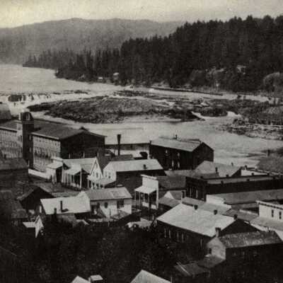 Oregon City from the Bluff, 5th Street to the Falls.: Copyright: None; Origsize: 4" x 5"; Origformat: Print-Photographic