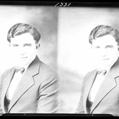 Photograph of a man for Mrs. L.E. Hartley - December 1929 - Negative