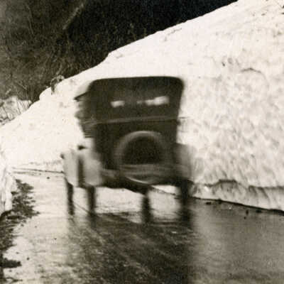 1921 Snowstorm - Columbia River Gorge - Car Near Multnomah Falls