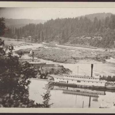 Steamboats "Alice" and "Success" on the Willamette Falls in Oregon City, Oregon