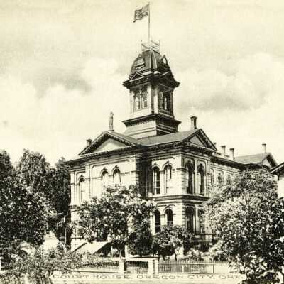Clackamas County Courthouse, 8th and Main Streets. 1890s.: Copyright: None; Origsize: 5" x 7"; Origformat: Print-Photographic