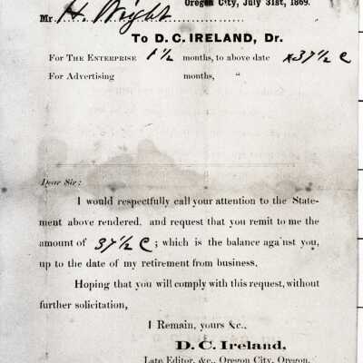Oregon City Enterprise Invoice Statement.