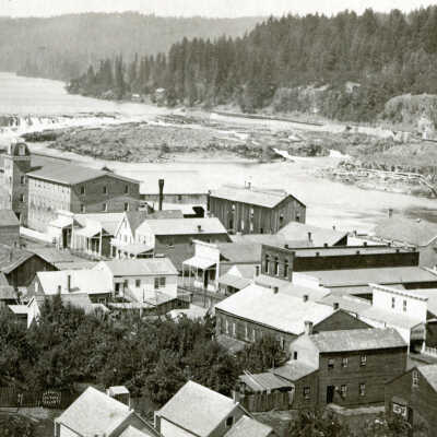 Oregon City from the Bluff at 5th Street.. 1874: Copyright: None; Origsize: 5" x 7"; Origformat: Print-Photographic