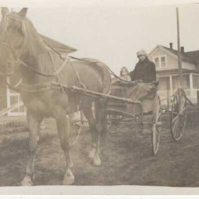 Unknown Woman and Small Child - Horse and Buggy