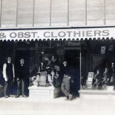 Miller & Obst, Clothiers, Oregon City.: Copyright: Clackamas County Historical Society; Origformat: Print-Photographic