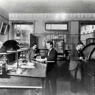 Bank of Oregon City, Interior, 1896: Copyright: None; Origsize: 8"x10"; Origformat: Print-Photographic