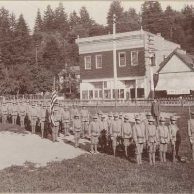 Oregon City 1905 - St. John's Catholic Boys Marching Team In School Yard