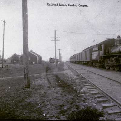 Canby 1908 - Train (North) at Depot