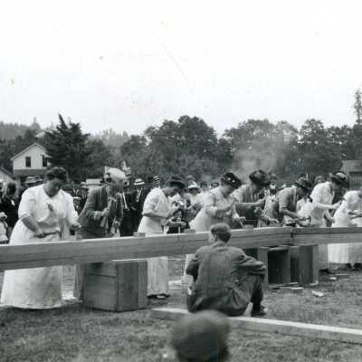 Womens' Nailing Contest, Gladstone 4th of July Celebration.