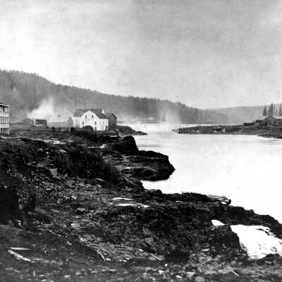 Oregon City 1857 - Willamette Falls - Photo by Lorenzo Lorain