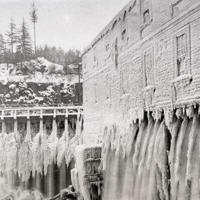 1909 Ice Storm - "Ice Palace" by S. P. Davis - Station 'A' Electric Generating Plant after Ice Storm