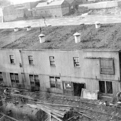 Oregon City Woolen Mill construction, 1917: Copyright: Clackamas County Historical Society; Origsize: 3x5; Origformat: Print-Photographic