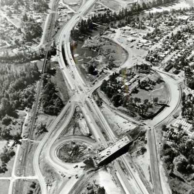 Airview of Gladstone, Overpass Construction, 1965.: Copyright: Clackamas County Historical Society; Origsize: 4" x 6"; Origformat: Print-Photographic