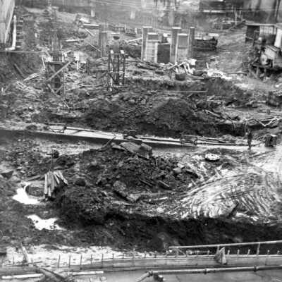 Crown-Zellerbach mill construction, West Linn, 1945.: Copyright: Clackamas County Historical Society; Origsize: 3x5; Origformat: Print-Photographic