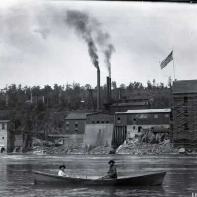 Crown Willamette Mill looms behind Soosap and his wife, Martha..