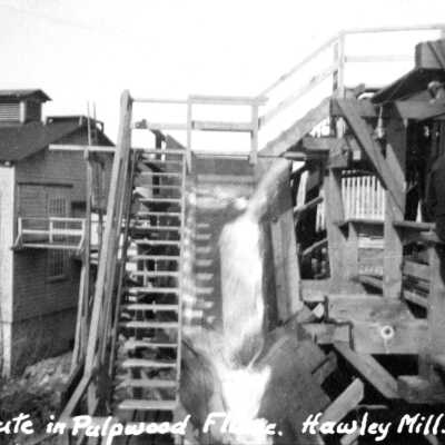 Hawley Paper Mill, Pulpwood Flume, 1933.: Copyright: Clackamas County Historical Society; Origsize: 2x3; Origformat: Print-Photographic