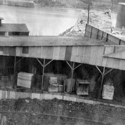 Oregon City Woolen Mill construction, 1917: Copyright: Clackamas County Historical Society; Origsize: 3x5; Origformat: Print-Photographic