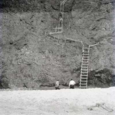 Stariway on Bluff at Beach, 1950s.: Origformat: Negative