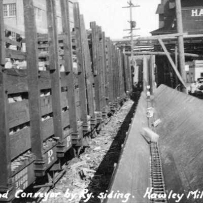 Hawley Paper Mill, Pulpwood Flume, 1933.: Copyright: Clackamas County Historical Society; Origsize: 2x3; Origformat: Print-Photographic