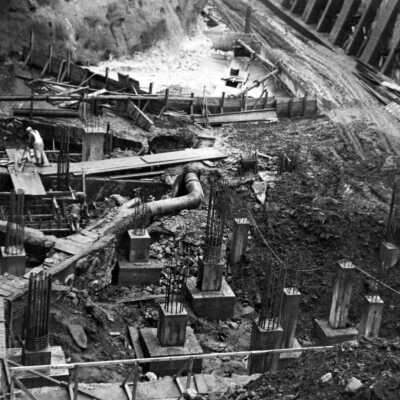 Crown-Zellerbach mill construction, West Linn, 1945.: Copyright: Clackamas County Historical Society; Origsize: 3x5; Origformat: Print-Photographic