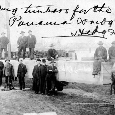 Timber shipment for the Panama dredgers, 1909.
