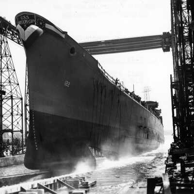 U. S. S. Oregon City Launching, 1945: Copyright: Clackamas County Historical Society; Origsize: 5x7; Origformat: Print-Photographic