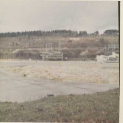 1964 Flood - Willamette River Falls - looking to Power Plants on West Linn Oregon side