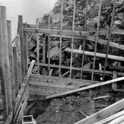 Oregon City Woolen Mill construction, 1917: Copyright: Clackamas County Historical Society; Origsize: 3x5; Origformat: Print-Photographic