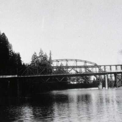 Baker Bridge and Railroad Bridge 1934 - Over Clackamas River - Carver, Oregon