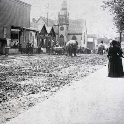 Oregon City 1891 - Circus Parade Down Main Street - Elephants Procession