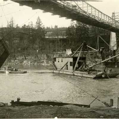 Construction on Arch Bridge, 1921.: Origsize: 8"x10"; Origformat: Print-Photographic