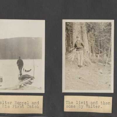 Wahtum Lake Boy Scout outing, 1926. Walter Roppel and fish.