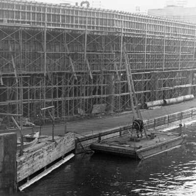 Crown-Zellerbach mill construction, West Linn, 1945.: Copyright: Clackamas County Historical Society; Origsize: 3x5; Origformat: Print-Photographic