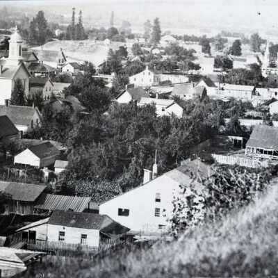 O.C. from Bluff at 9th St., 1874, looking North.: Copyright: None; Origsize: 5"x7"; Origformat: Negative