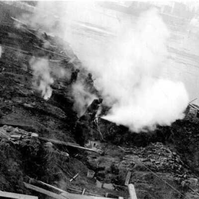 Oregon City Woolen Mill construction, 1917: Copyright: Clackamas County Historical Society; Origsize: 3x5; Origformat: Print-Photographic