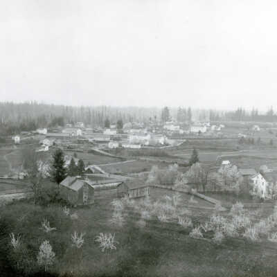Aurora, Oregon, from Keil Home looking Southeast - 1889.: Copyright: None; Origsize: 5" x 7"; Origformat: Print-Photographic