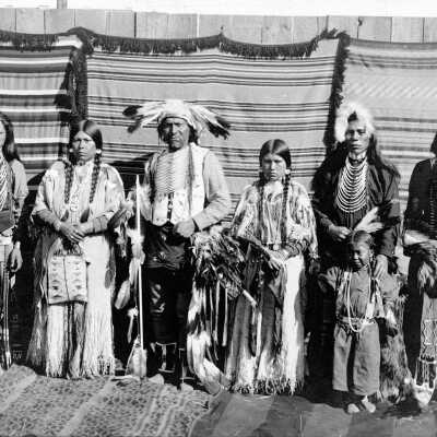 Native American Group Posed in Traditional Clothing - 1900