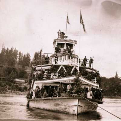 Steamboat "Elmore" at Oregon City, "Our Jubilee"