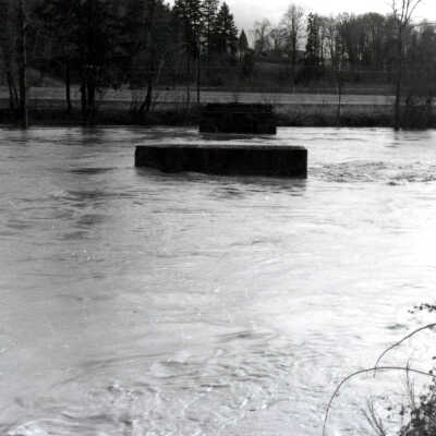1964 Flood - Piers of old Railroad Bridge on Clackamas River