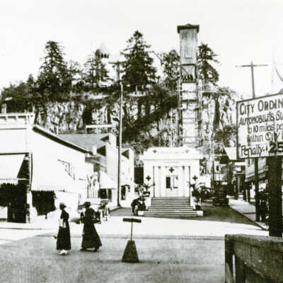 Oregon City 1918 - Liberty Loan Temple and Old Elevator