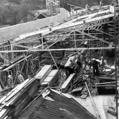 Crown-Zellerbach mill construction, West Linn, 1945.: Copyright: Clackamas County Historical Society; Origsize: 3x5; Origformat: Print-Photographic