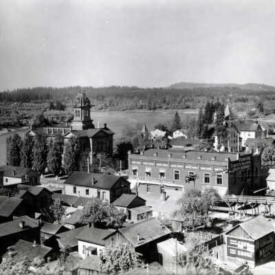 Oregon City from Bluff, 1896.: Copyright: Clackamas County Historical Society; Origsize: 4" x 6"; Origformat: Print-Photographic