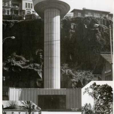 Poster for New Elevator. 1957.: Origsize: 8" x 10"; Origformat: Print-Photographic